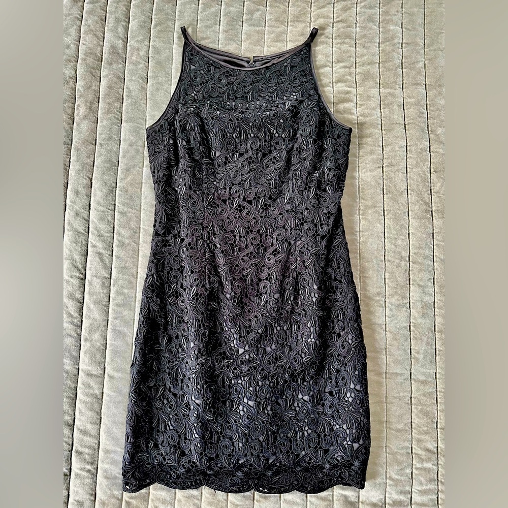 Vintage Jessica McClintock Lace Mini Dress Black Size 8